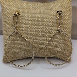 Gold Crystal Teardrop Dangle Earrings